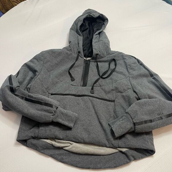 Blanc Noir Grey Down Insulated Cropped Hoodie Size Medium - Picture 1 of 11